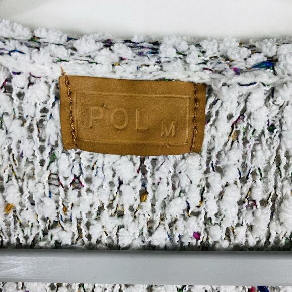 Pol Size Medium Chenille Confetti Popcorn Drop Shoulder Sweater White - Picture 4 of 6